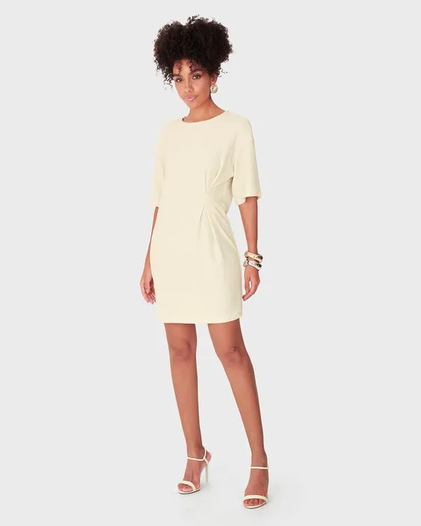 Vestido Feminino Amplo Detalhe Franzido Em Malha Texturizada - ENFIM Off White - PP