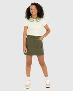 Saia Menina Cargo Em Sarja Com Elastano Malwee Kids Verde - 12