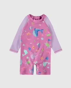Macacão Praia Infantil Menina Estampado Em Malha UV50+ Malwee Kids Rosa - P