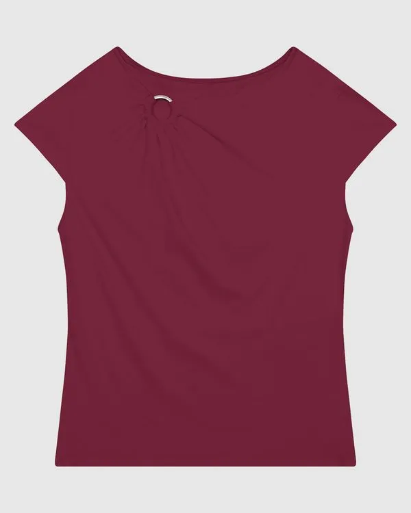 Blusa Justa Feminina Detalhe Vazado Com Argola Em Malha Conforto Dry - ENFIM Vermelho - P