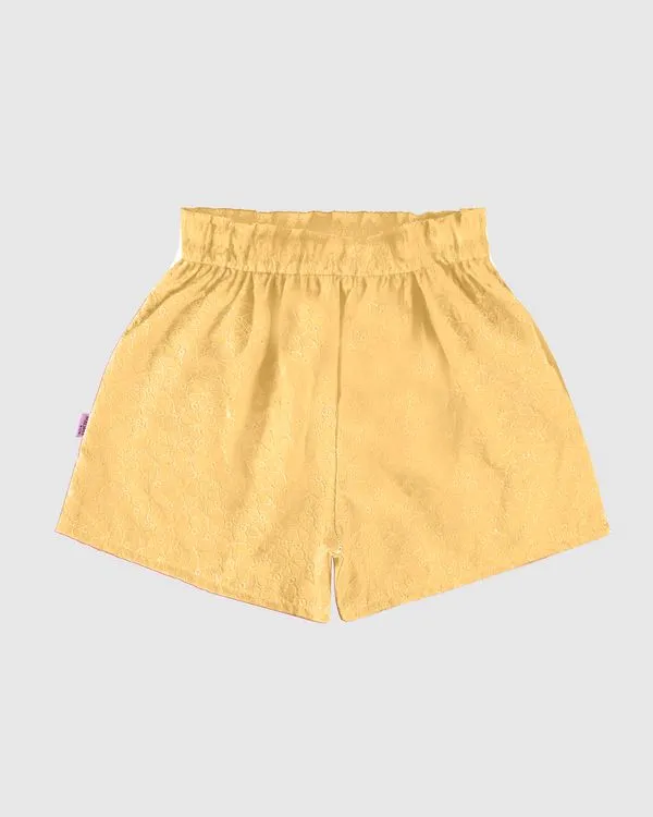 Shorts Infantil Menina Clochard Em Laise Algodão Malwee Kids Amarelo - 14