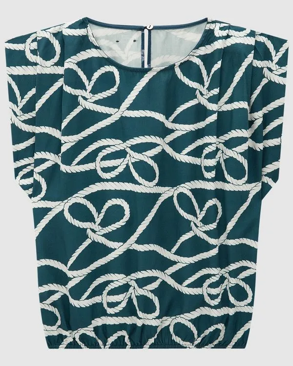 Blusa Box Feminina Estampa Navy Em Viscose - ENFIM Azul - G