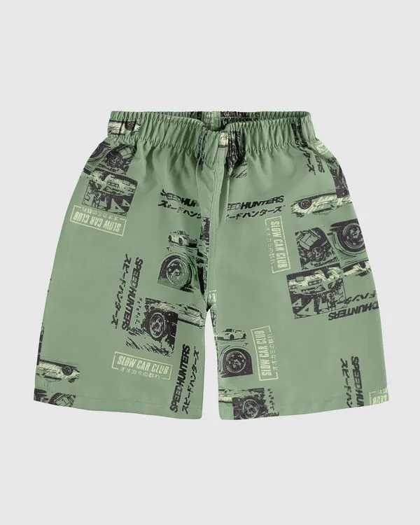Bermuda Infantil Menino Estampada Em Microfibra Malwee Kids Verde - 2
