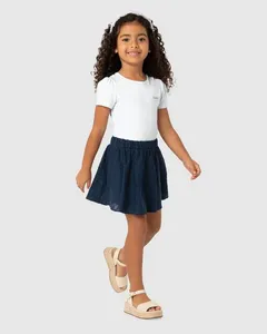 Conjunto Menina Blusa Gola Aplique De Pérolas Em Algodão - Carinhoso Branco - 6