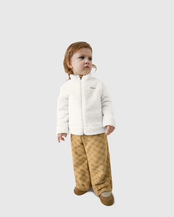 Conjunto Menina Jaqueta Em Pelúcia E Calça Estampada - Carinhoso Off White - 8