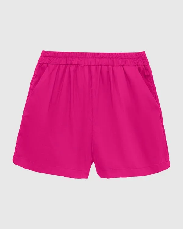 Shorts Feminino Bolso Faca Em Tricoline Rosa - P