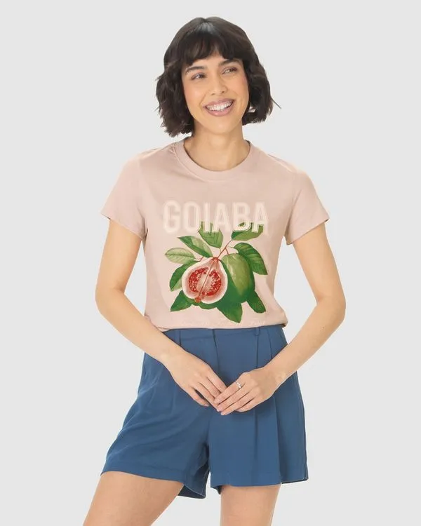 Camiseta Feminina Goiaba American Tropical Fruit Em Algodão Rosa - G