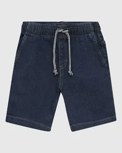 Bermuda Infantil Menino Cintura Com Elástico Em Jeans Moletom Malwee Kids Azul - 1