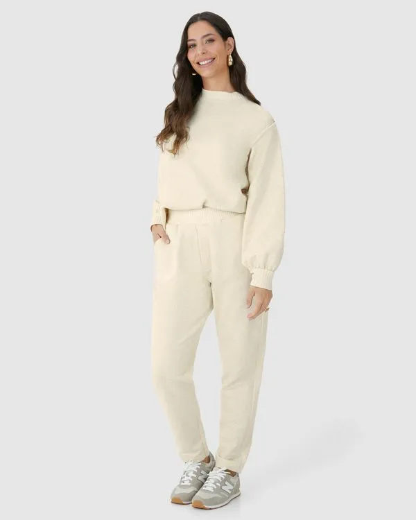 Calça Feminina Carrot Bolso Faca Em Moletom Linho Off White - GG