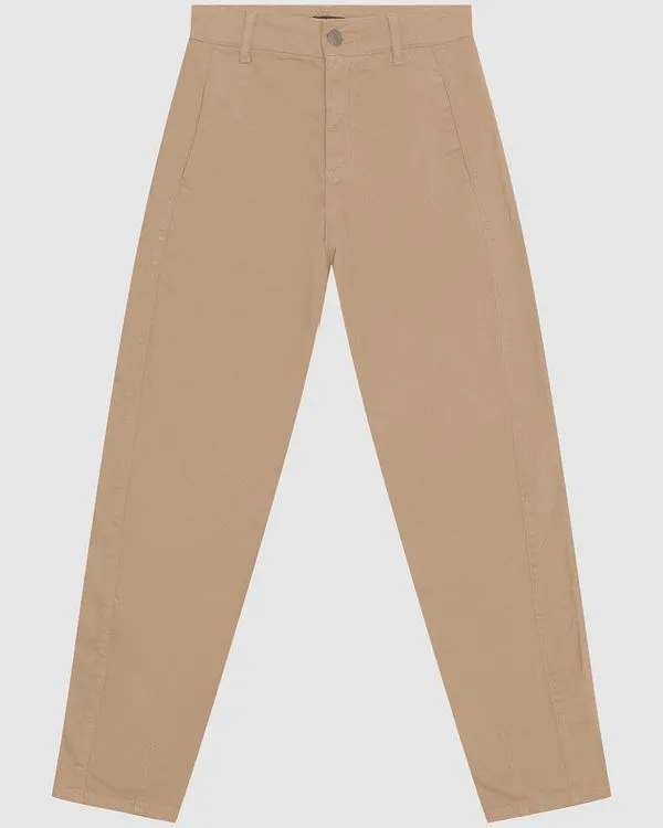 Calça Feminina Slouchy Em Sarja Com Elastano - ENFIM Marrom - 46