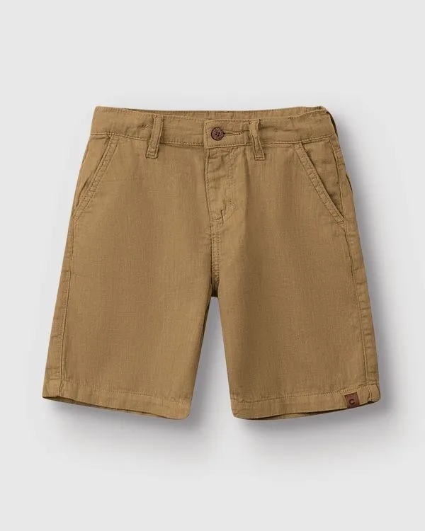 Bermuda Menino Chino Cintura Média Em Sarja Stretch - Carinhoso Marrom - 12
