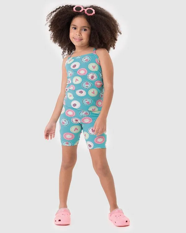Bermuda Infantil Menina Estampada Em Algodão Malwee Kids Verde - 2