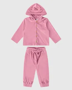Conjunto Infantil Unissex Com Capuz Em Malha Soft Malwee Kids Rosa - 3