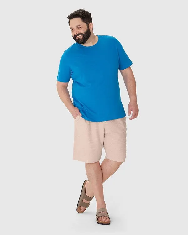 Bermuda Masculina Plus Size Cós Elástico Em Moletom Texturizado Bege - G1