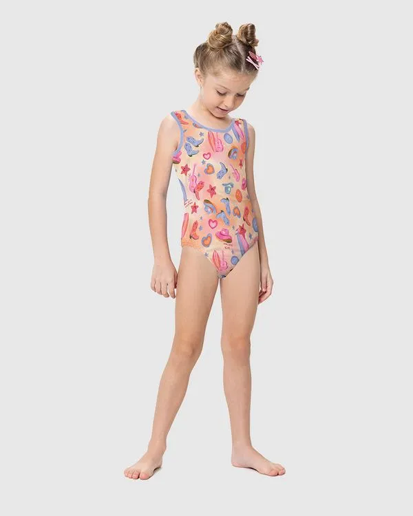 Maiô Infantil Menina Estampado Em Malha UV50+ Malwee Kids Off White - 6