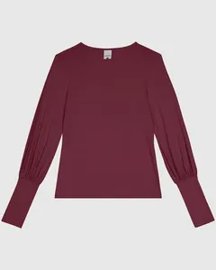 Blusa Feminina Manga Bufante Em Viscose Stretch Vermelho - M