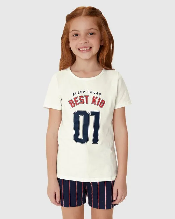 Pijama Infantil Menina Sleep Squad Best Kid Em Algodão Malwee Kids Off White - 1