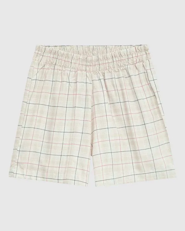 Shorts Feminino Cintura Alta Cós Elástico Em Viscose Marrom - PP