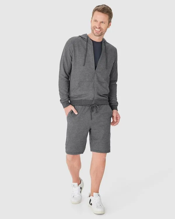 Bermuda Básica Masculina Cintura Média Em Moletom Sem Flanela Cinza - P