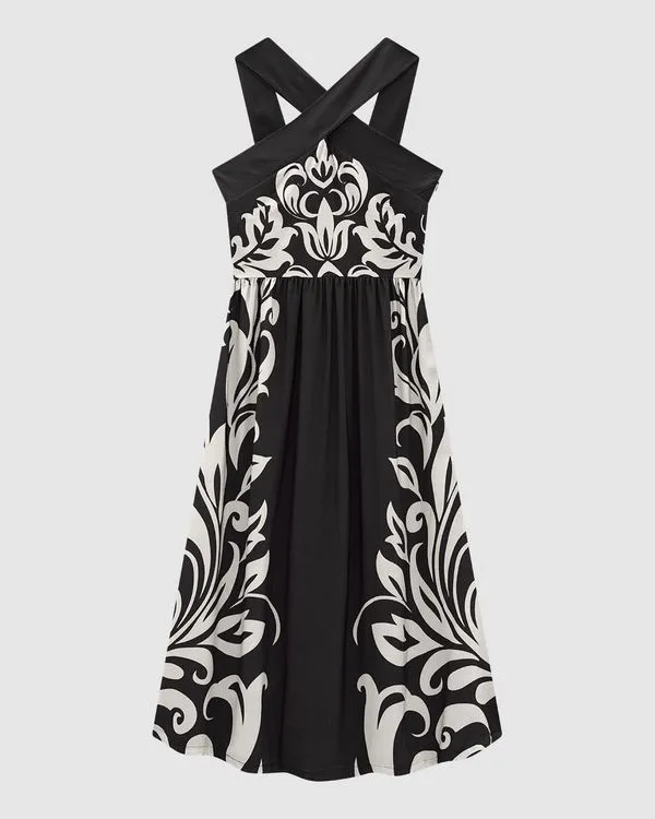 Vestido Midi Feminino Decote Transpassado Em Viscose - ENFIM Preto - P