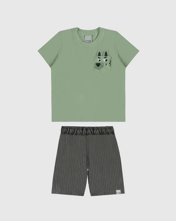 Conjunto Infantil Menino Aplique Interativo Em Algodão Malwee Kids Verde - 4