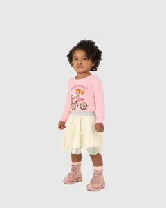 Saia Infantil Curta Rodada em Tule Stretch Malwee Kids Off White - 2