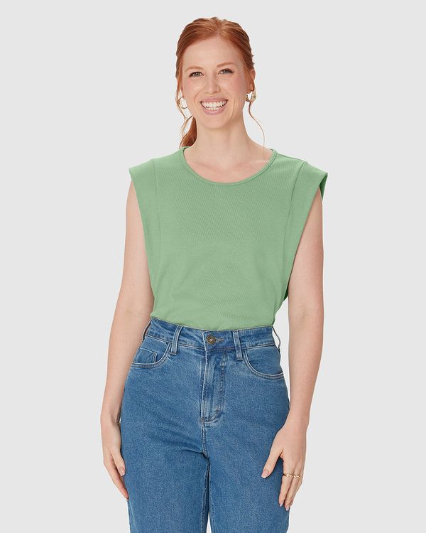 Regata Feminina Muscle Tee Decote Redondo Em Algodão Verde - G