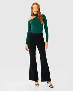 Blusa Justa Feminina Cut Out Manga Longa Em Malha Jacquard Floral - ENFIM Verde - GG