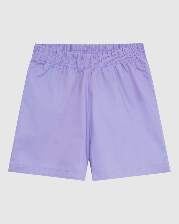Shorts Feminino Cintura Alta Cós Elástico Em Tricoline Roxo - P