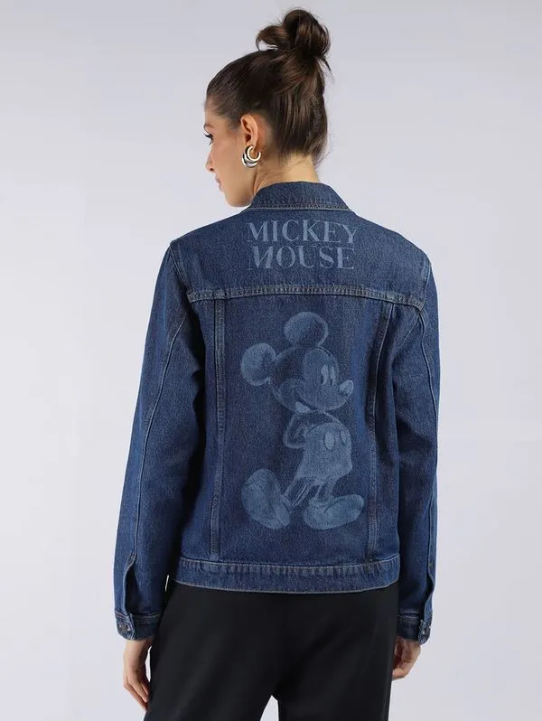 Jaqueta Jeans Mickey Disney Feminina AZUL P