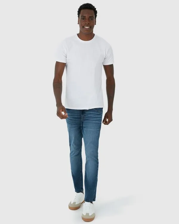 Calça Masculina Skinny Tape Bolso Funcional Em Flex Jeans Azul - 48