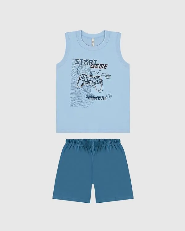 Pijama Infantil Menino Regata Estampa Frontal Em Algodão Malwee Kids Azul - 1