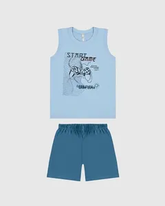 Pijama Infantil Menino Regata Estampa Frontal Em Algodão Malwee Kids Azul - 1
