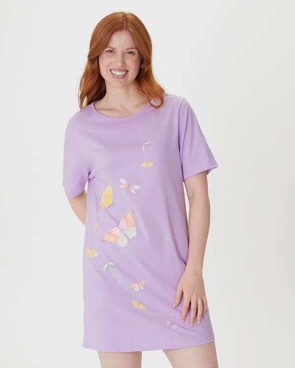 Camisola T-Shirt Feminina Com Estampa Em Algodão Roxo - GG