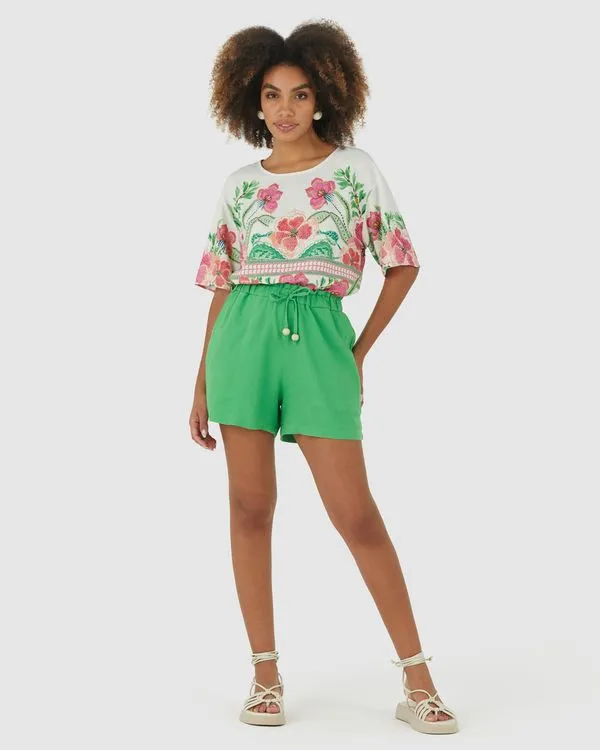 Shorts Clochard Feminino Em Viscolinho Sustentável Verde - XGG