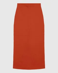 Saia Midi Feminina Reta Fenda Costas Em Malha Interlock - ENFIM Marrom - P