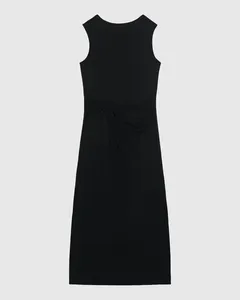 Vestido Midi Feminino Saia Sobreposta Transpassada Em Viscose Stretch - ENFIM Preto - GG