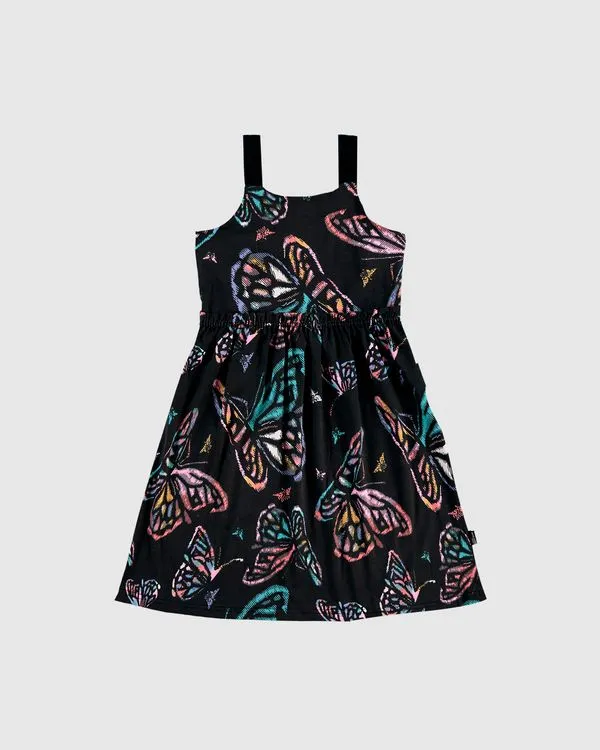 Vestido Infantil Estampa Borboleta Em Algodão Malwee Kids Preto - 18