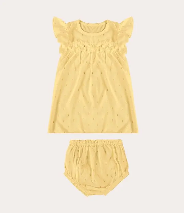Conjunto Infantil Menina Manga Babado Em Viscose Malwee Kids Amarelo - P