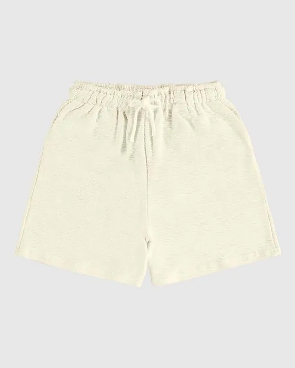 Shorts Menina Amplo Cadarço Frontal Em Malha Texturizada Malwee Kids Off White - 16