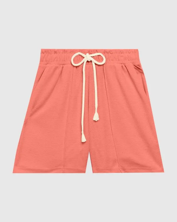 Shorts Feminino Cadarço Frontal Em Malha Texturizada Laranja - M