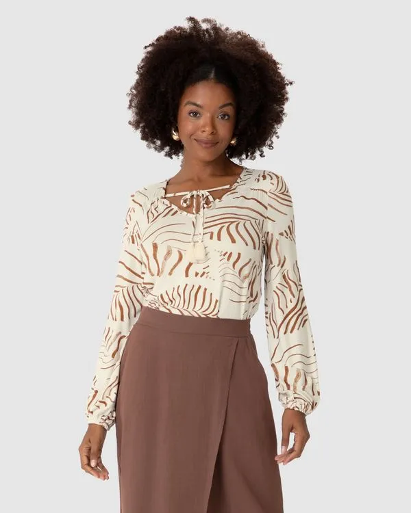 Blusa Feminina Amarração No Decote Em Malha Viscolinho Stretch Off White - G
