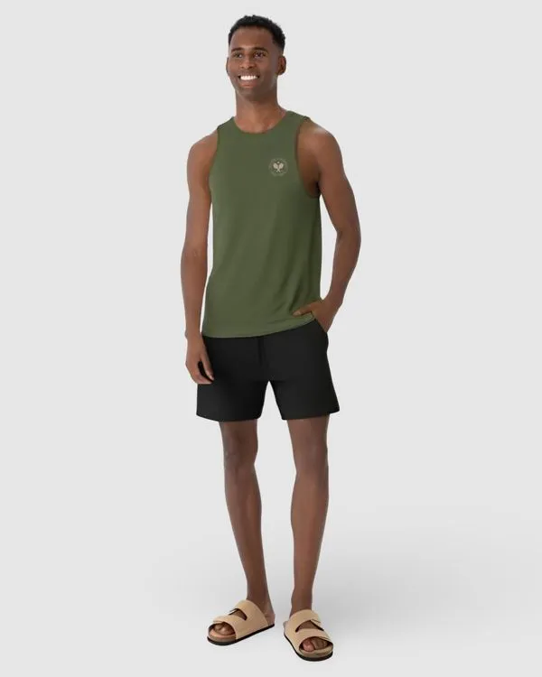 Regata Masculina Regular Estampa Peitoral E Costas Em Malha Linho Verde - P