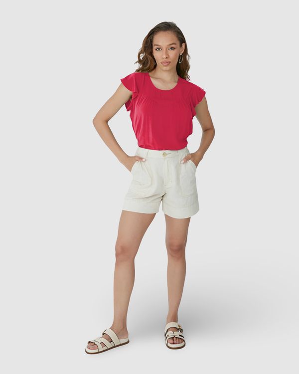 Blusa Feminina Evasê Decote Vazado Costas Em Viscose Vermelho - P