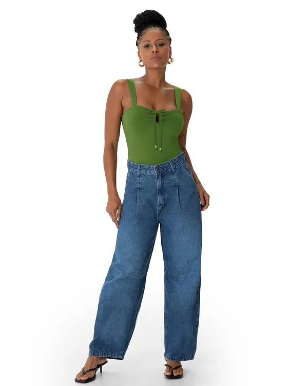 Regata Justa Feminina Decote Detalhe Ponteira Em Viscose Stretch - ENFIM Verde - M