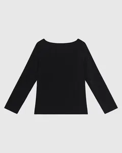 Blusa Justa Feminina Decote Canoa Manga 7/8 Em Malha Crepe Lurex - ENFIM Preto - M