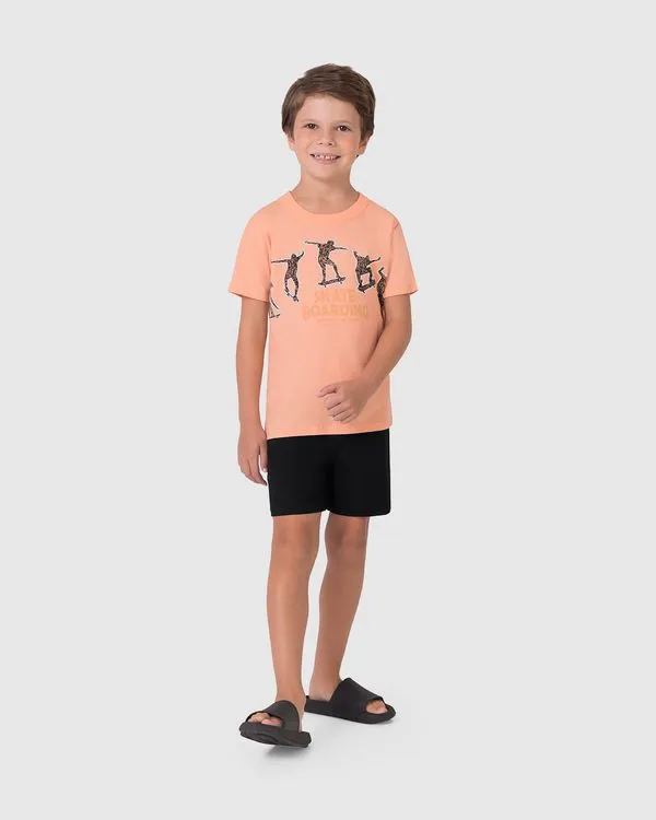 Pijama Infantil Menino Skate Boarding Repeat The Jump Em Algodão Malwee Kids Laranja - 2
