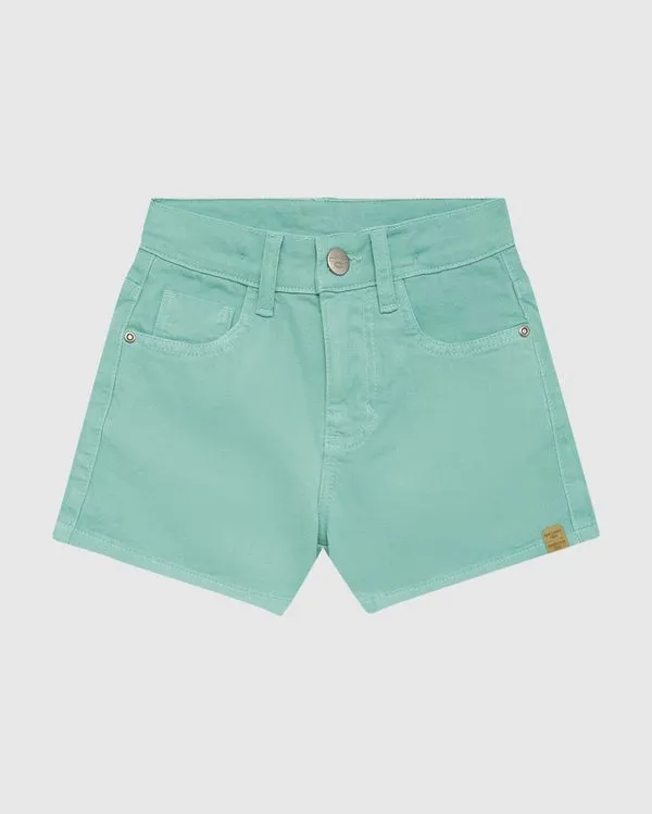 Shorts Infantil Menina Cintura Elástico Ajustável Em Sarja Stretch Malwee Kids Verde - 14