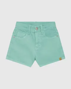 Shorts Infantil Menina Cintura Elástico Ajustável Em Sarja Stretch Malwee Kids Verde - 14