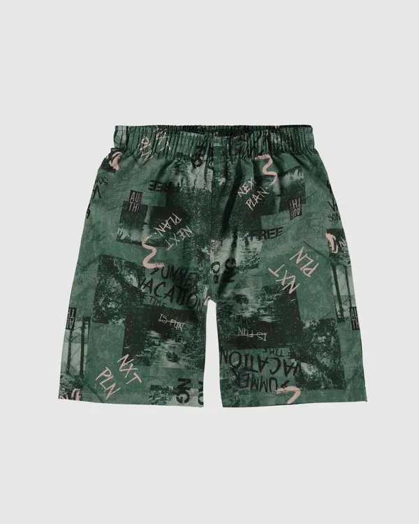 Bermuda Infantil Menino Estampada Em Microfibra Malwee Kids Verde - 16